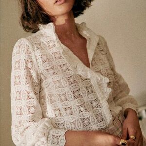 NWT Sézane Chlo Shirt in Guipure Lace